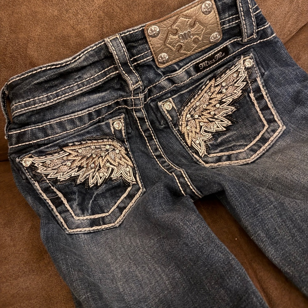 Miss Me blue Jeans with Embellished Wings kids size 8